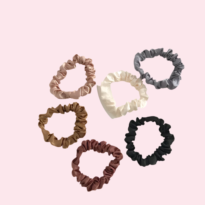 6 Pack - 100% Mulberry Silk Slim Scrunchy