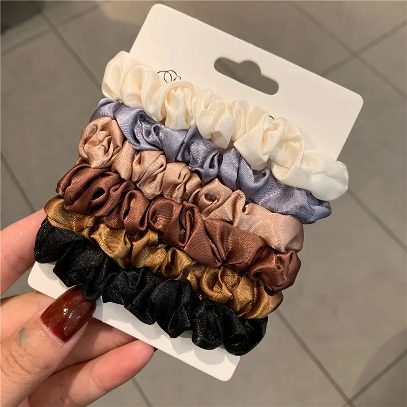 6 Pack - 100% Mulberry Silk Slim Scrunchy