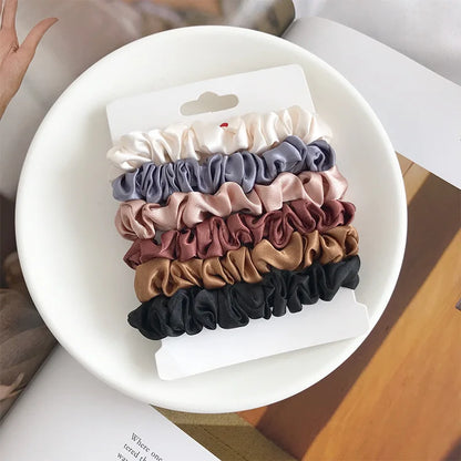 6 Pack - 100% Mulberry Silk Slim Scrunchy