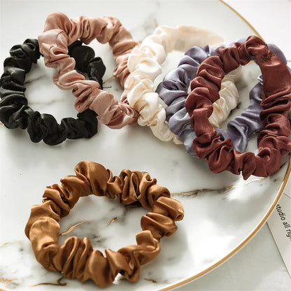 6 Pack - 100% Mulberry Silk Slim Scrunchy