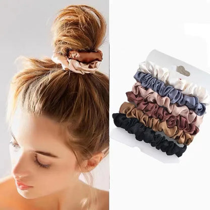 6 Pack - 100% Mulberry Silk Slim Scrunchy